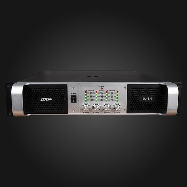 DjPro DJ-8.4 - amplificador 4 canales 400W RMS por canal, panel frontal