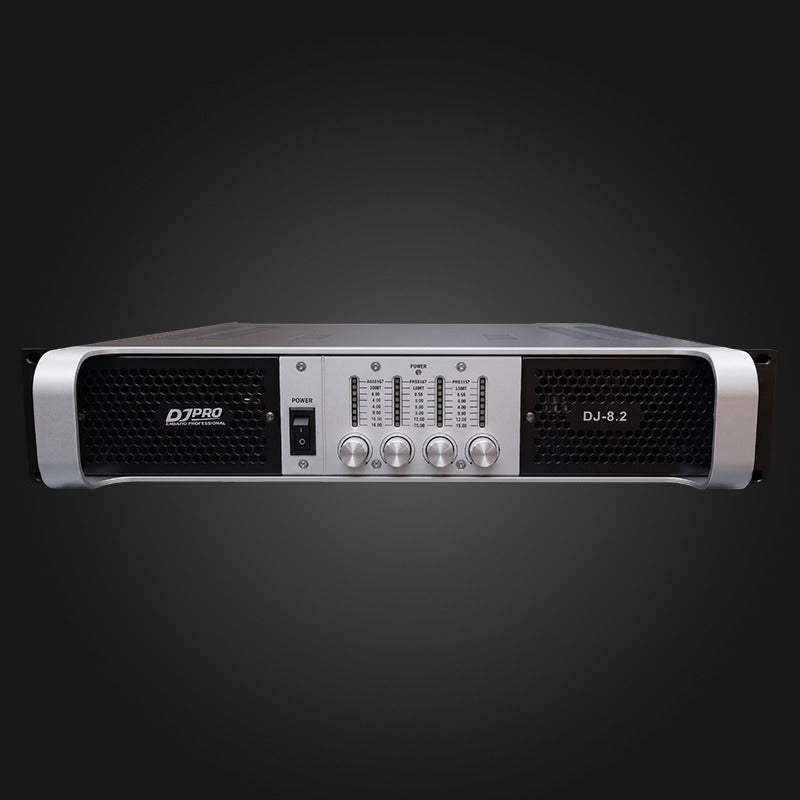 DjPro DJ-8.2 - amplificador 4 canales 300W RMS por canal, panel frontal