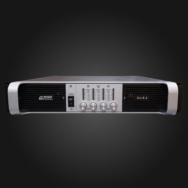 DjPro DJ-8.2 - amplificador 4 canales 300W RMS por canal, panel frontal