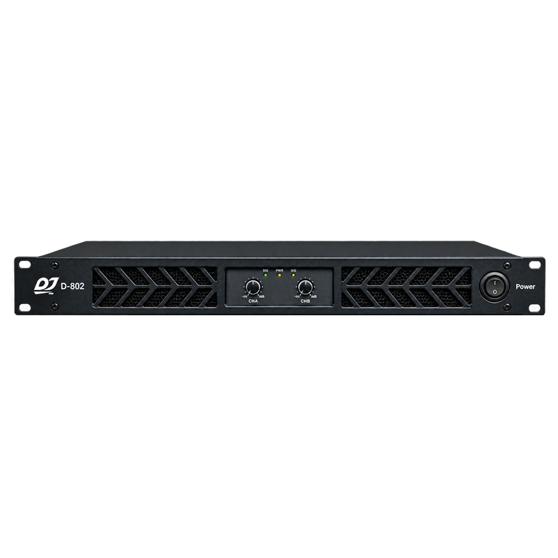 DJPro D-802, amplificador Clase D de 2 canales, vista frontal