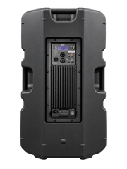 DJPRO DJ15PRO cabina activa de 15 pulgadas, vista trasera con panel DSP